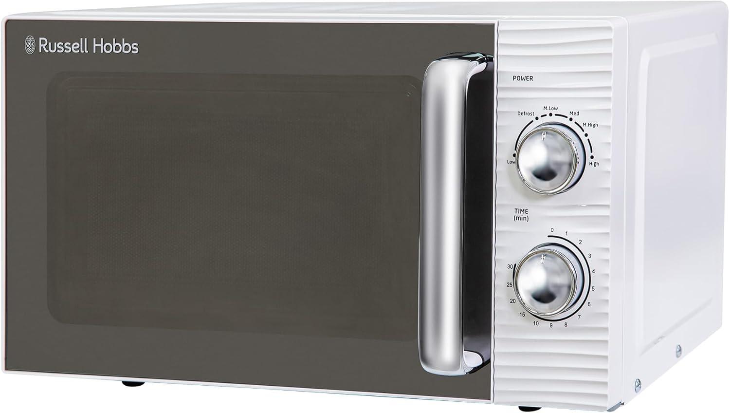 imageRussell Hobbs RHM1731EU Microondes Manuel Solo Inspire de 17L et 700W Blanc avec 5 Niveaux de Puissance Minuterie Fonction Dconglation Facile Nettoyer