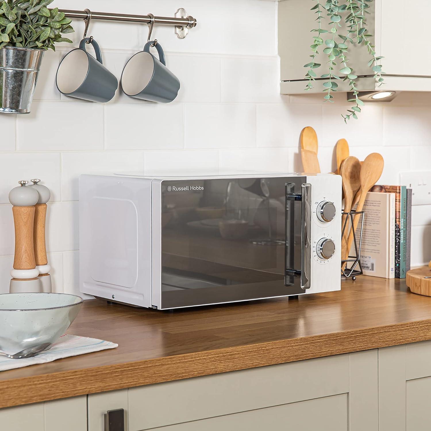 imageRussell Hobbs RHMM715EU Honeycomb Microondes Manuel Solo de 17 Litres et 700W Blanc avec 5 Niveaux de Puissance Minuterie Intgre et Fonction Dconglation