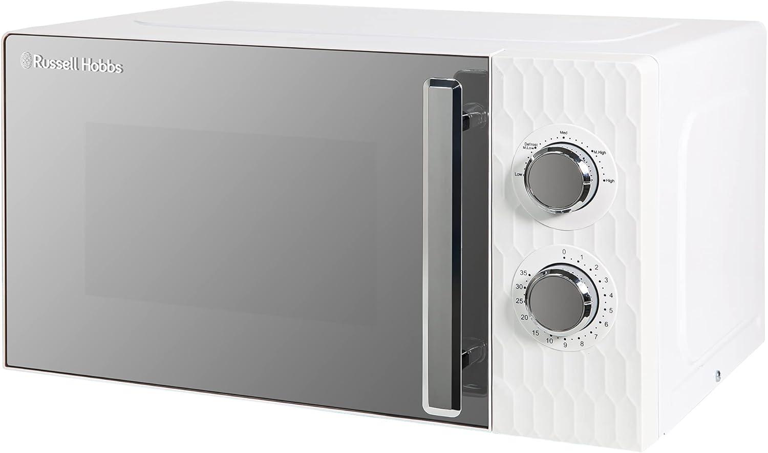 imageRussell Hobbs RHMM715EU Honeycomb Microondes Manuel Solo de 17 Litres et 700W Blanc avec 5 Niveaux de Puissance Minuterie Intgre et Fonction Dconglation
