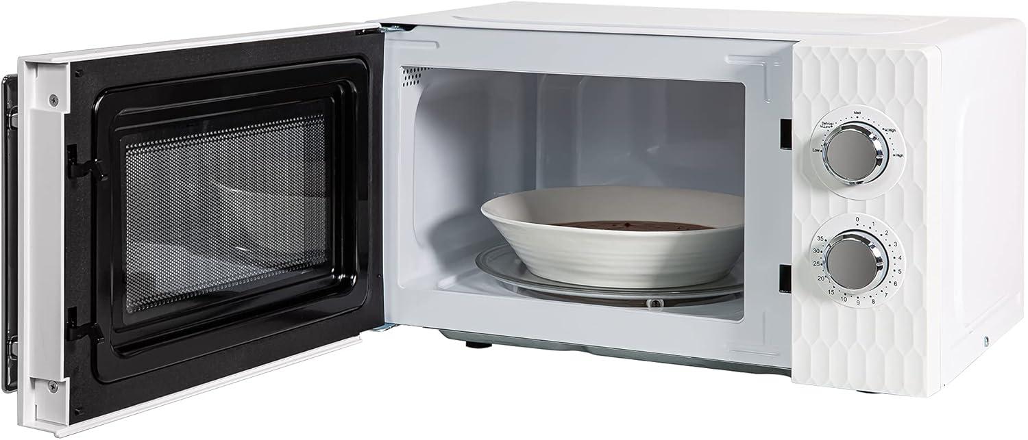 imageRussell Hobbs RHMM715EU Honeycomb Microondes Manuel Solo de 17 Litres et 700W Blanc avec 5 Niveaux de Puissance Minuterie Intgre et Fonction Dconglation