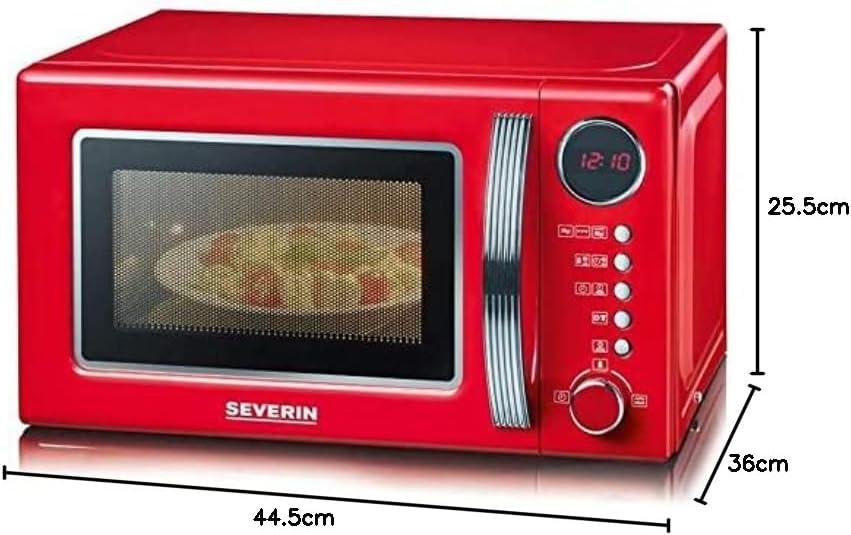 imageSEVERIN Four microondes 19 L Four microonde 700 W pour dcongeler chauffer et rchauffer Microonde avec 6 niveaux de puissance Minuteur 30 min Plateau tournant 245 cm Noir MW 9180Rouge
