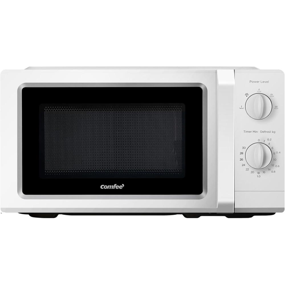 imageComfee CMM202CCWH Four microondes compact avec la capacit de 20 litres 700 W avec Commande manuelle Convenable pour petites cuisines 5 niveaux de puissance Dge rapide Blanc19l Blanc