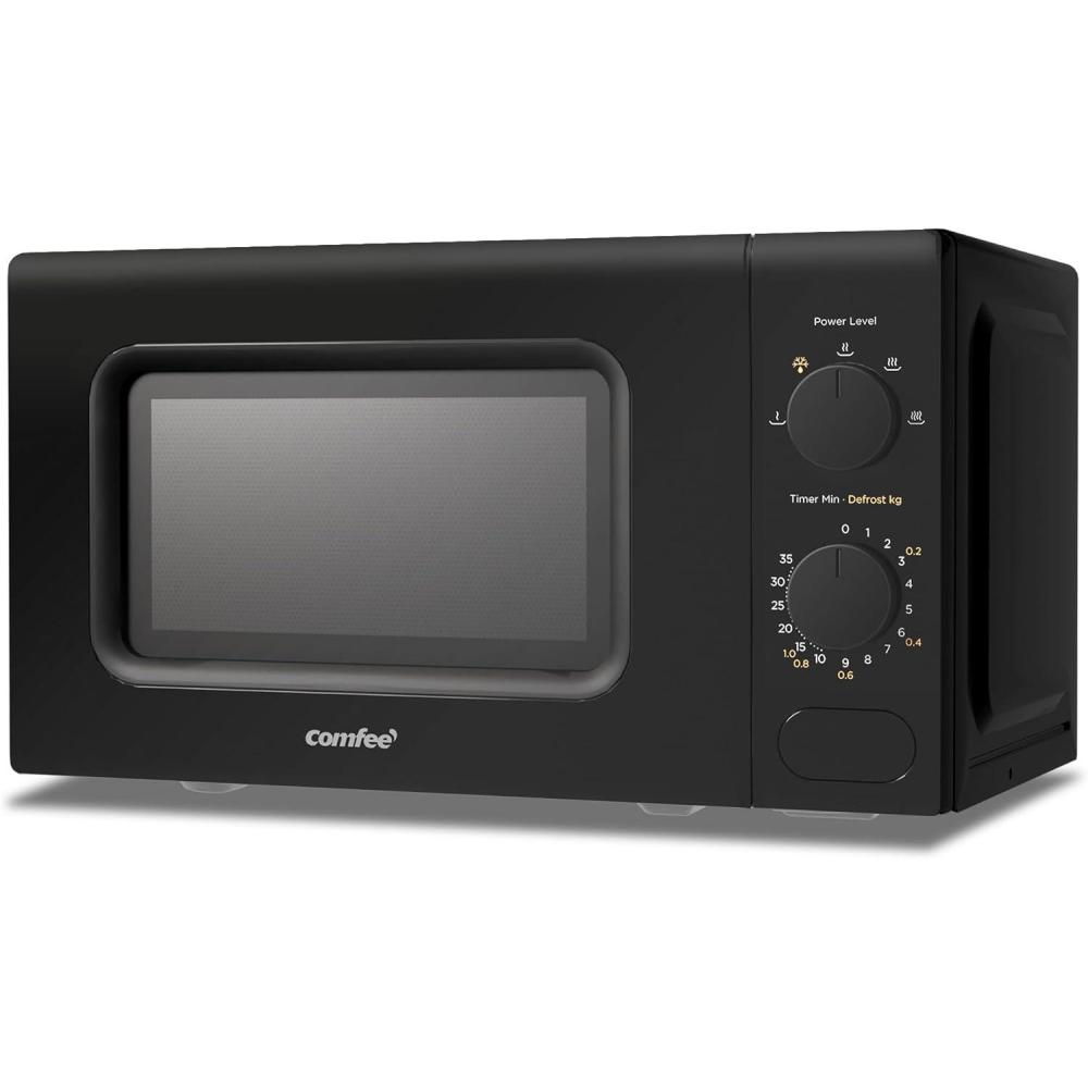 imageComfee CMM202CCWH Four microondes compact avec la capacit de 20 litres 700 W avec Commande manuelle Convenable pour petites cuisines 5 niveaux de puissance Dge rapide Blanc20l Noir
