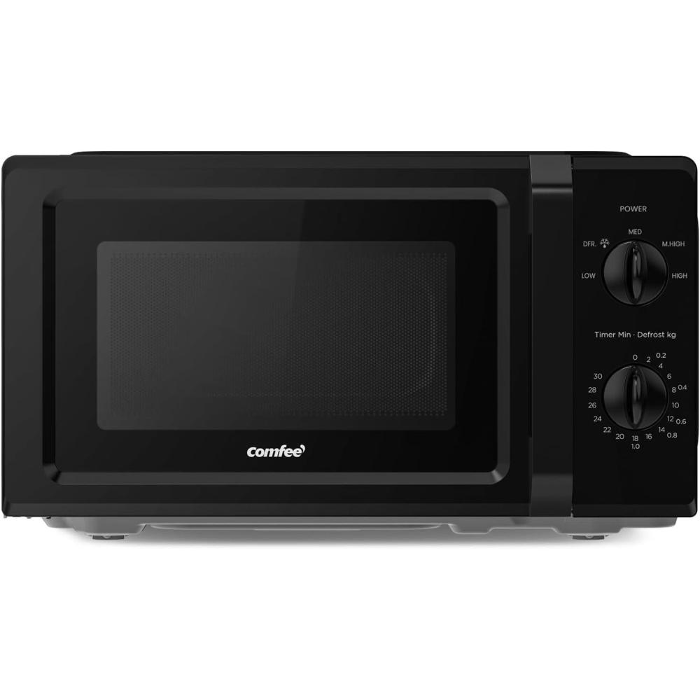 imageComfee CMM202CCWH Four microondes compact avec la capacit de 20 litres 700 W avec Commande manuelle Convenable pour petites cuisines 5 niveaux de puissance Dge rapide Blanc19l Noir