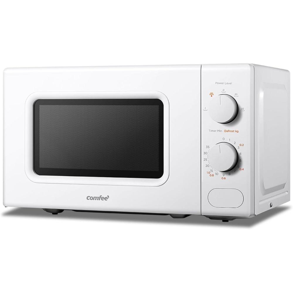 imageComfee CMM202CCWH Four microondes compact avec la capacit de 20 litres 700 W avec Commande manuelle Convenable pour petites cuisines 5 niveaux de puissance Dge rapide Blanc20l Blanc