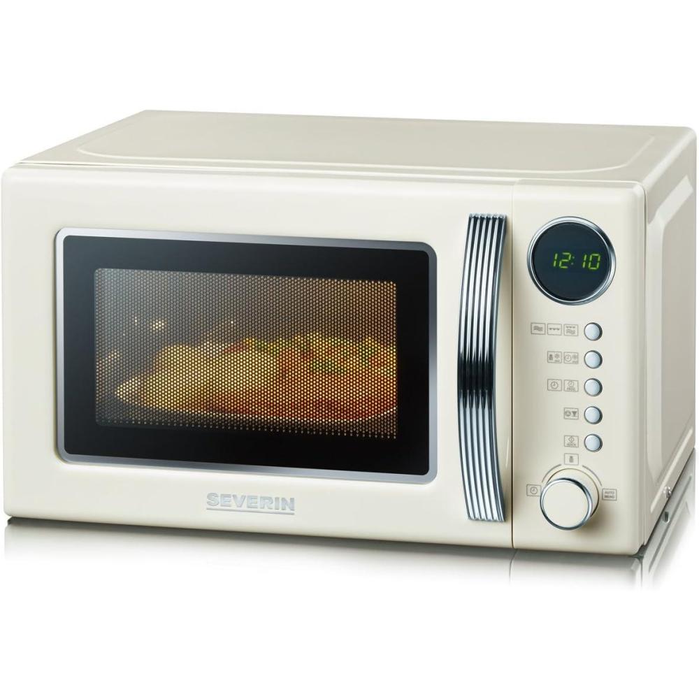 imageSEVERIN Four  microondes 19 L Four microonde 700 W pour dcongeler chauffer et rchauffer Microonde avec 6 niveaux de puissance Minuteur 30 min Plateau tournant  245 cm Noir MW 9180Crme