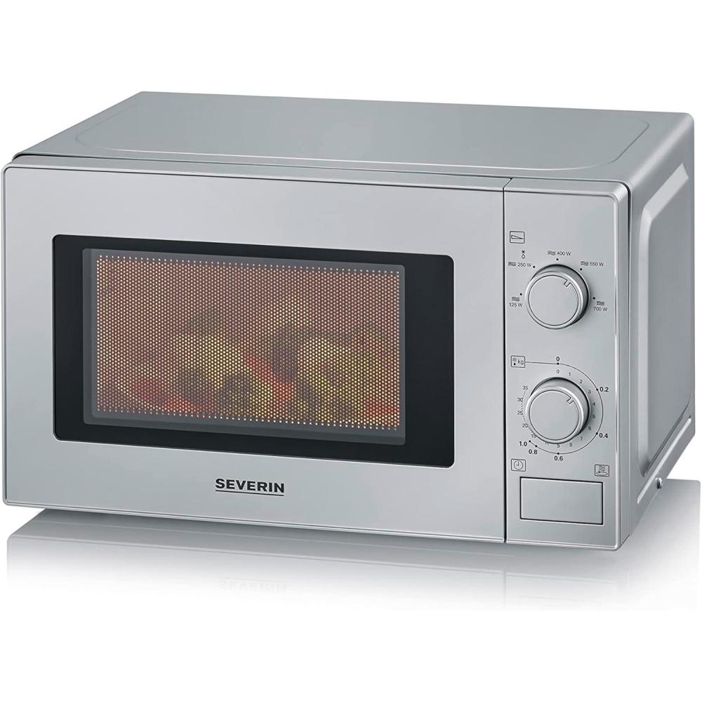 imageSEVERIN Four  microondes 19 L Four microonde 700 W pour dcongeler chauffer et rchauffer Microonde avec 6 niveaux de puissance Minuteur 30 min Plateau tournant  245 cm Noir MW 9180Argent