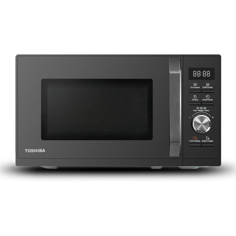 imageToshiba Four microondes 20 L MW2MG20PBK 800W1000W Grill avec Grill Croustillant et Fonction de Cuisson Combine 9 Niveaux de Puissance Ampoule LED Dgivrage facile Noir20L