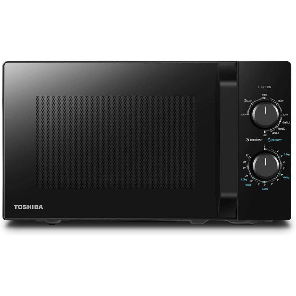 imageToshiba Four microondes 20 L MW2MG20PBK 800W1000W Grill avec Grill Croustillant et Fonction de Cuisson Combine 9 Niveaux de Puissance Ampoule LED Dgivrage facile NoirGrill mcanique