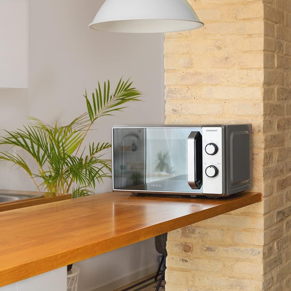 imageCecotec Microondes ProClean 3160 Revtement Ready2Clean pour Un Meilleur Nettoyage Technologie 3D WAVE Grill 800 W 20 L Design lgant avec Porte 6 Niveaux Argent Miroir20L GrandHeat