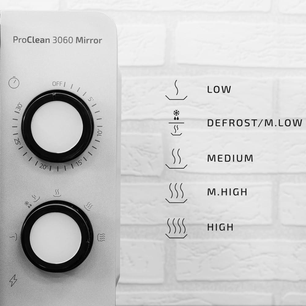imageCecotec Microondes ProClean 3160 Revtement Ready2Clean pour Un Meilleur Nettoyage Technologie 3D WAVE Grill 800 W 20 L Design lgant avec Porte 6 Niveaux Argent Miroir20L Proclean