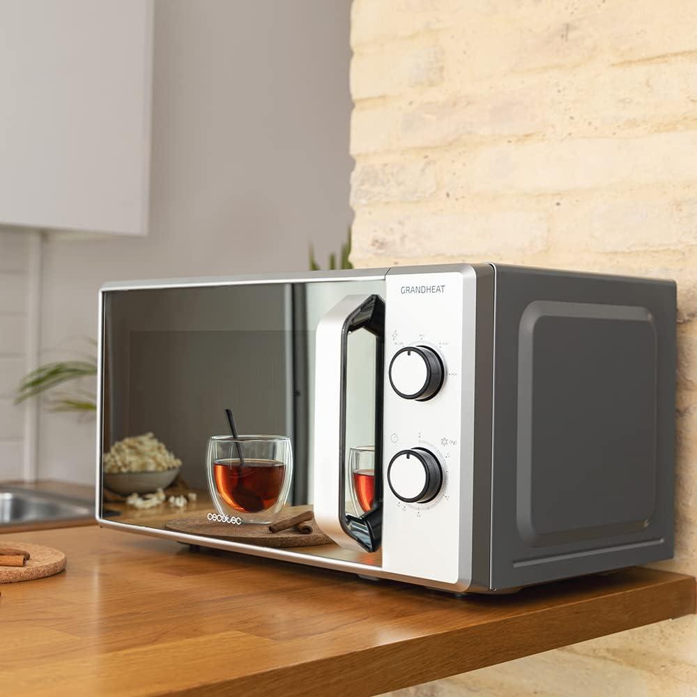 imageCecotec Microondes ProClean 3160 Revtement Ready2Clean pour Un Meilleur Nettoyage Technologie 3D WAVE Grill 800 W 20 L Design lgant avec Porte 6 Niveaux Argent Miroir20L GrandHeat