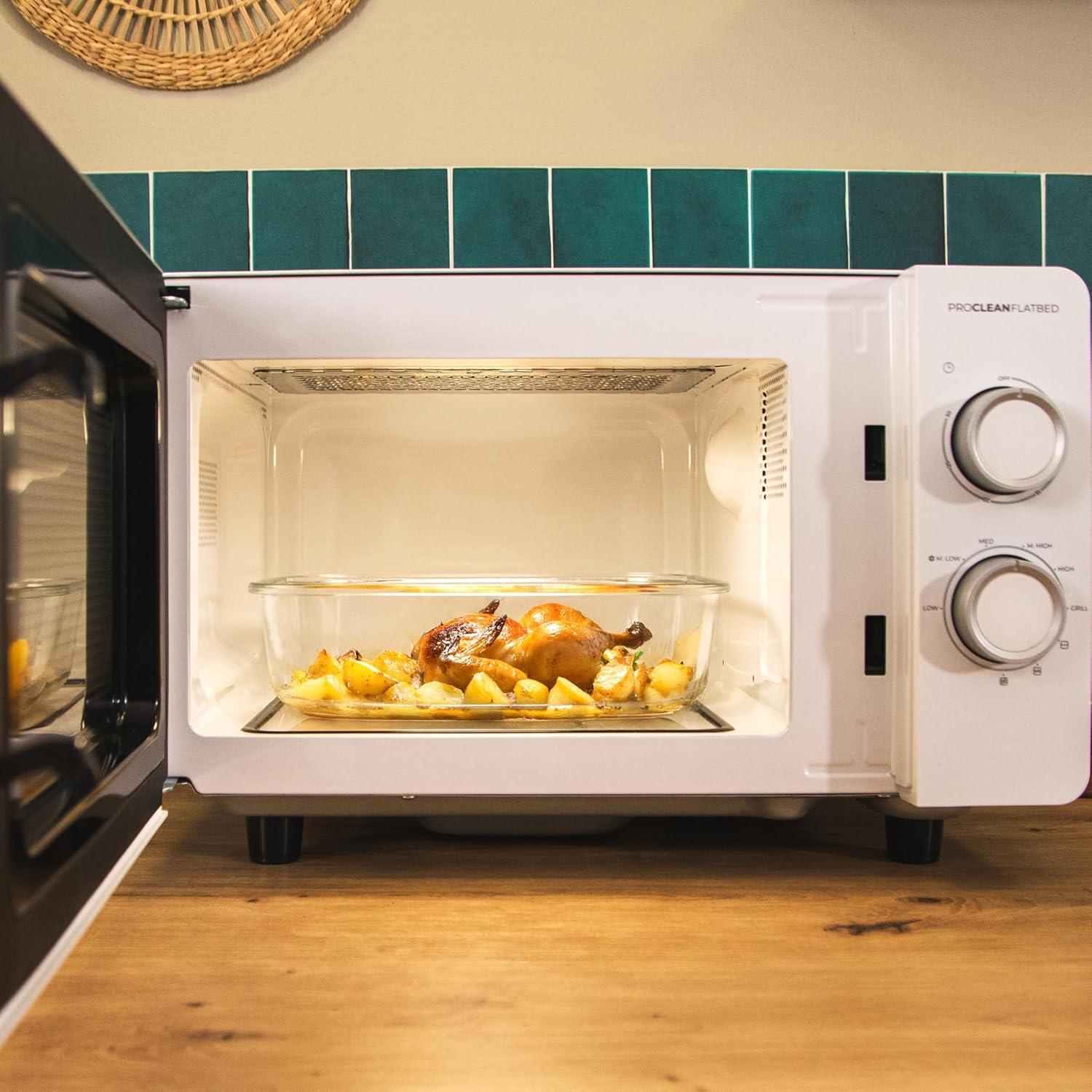 imageCecotec Microondes Proclean 5010 Flatbed Inox Capacit 20L 700W 5 niveaux gril halogne de 800W 8 programmes automatiques cran LED et technologie 3DWave pour une cuisson optimaleBlanc