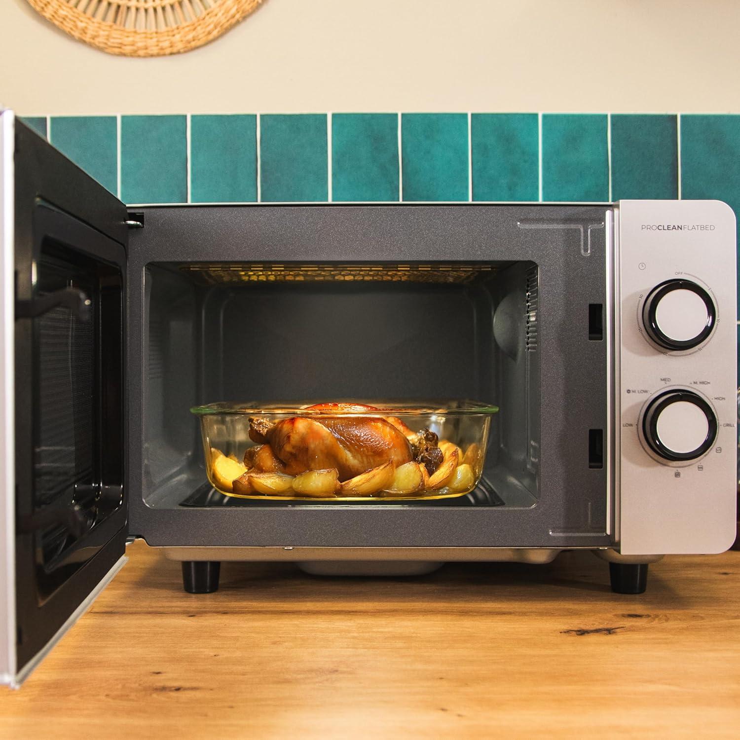 imageCecotec Microondes Proclean 5010 Flatbed Inox Capacit 20L 700W 5 niveaux gril halogne de 800W 8 programmes automatiques cran LED et technologie 3DWave pour une cuisson optimaleAcier Porte Miroir