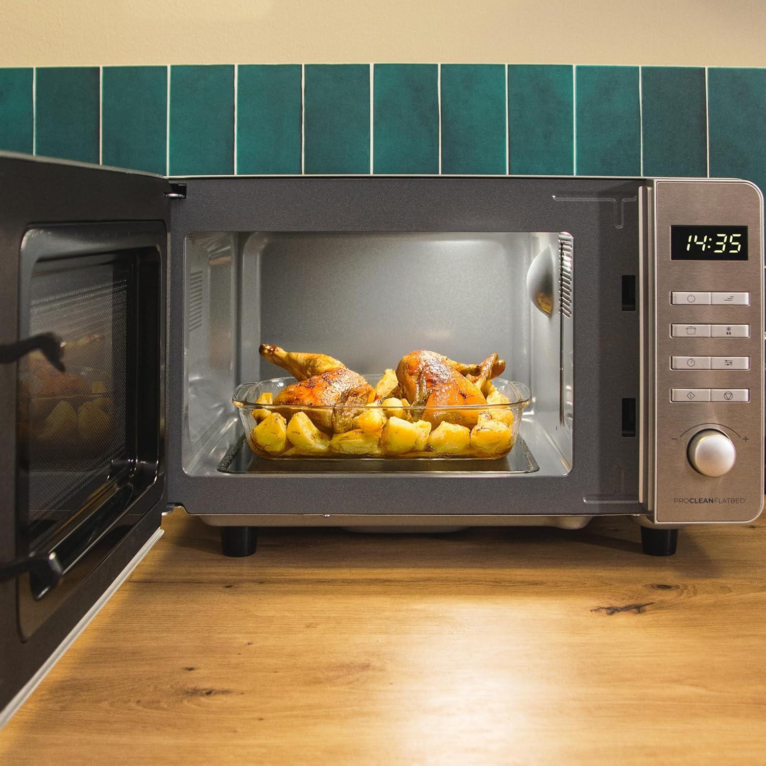 imageCecotec Microondes Proclean 5010 Flatbed Inox Capacit 20L 700W 5 niveaux gril halogne de 800W 8 programmes automatiques cran LED et technologie 3DWave pour une cuisson optimaleAcier