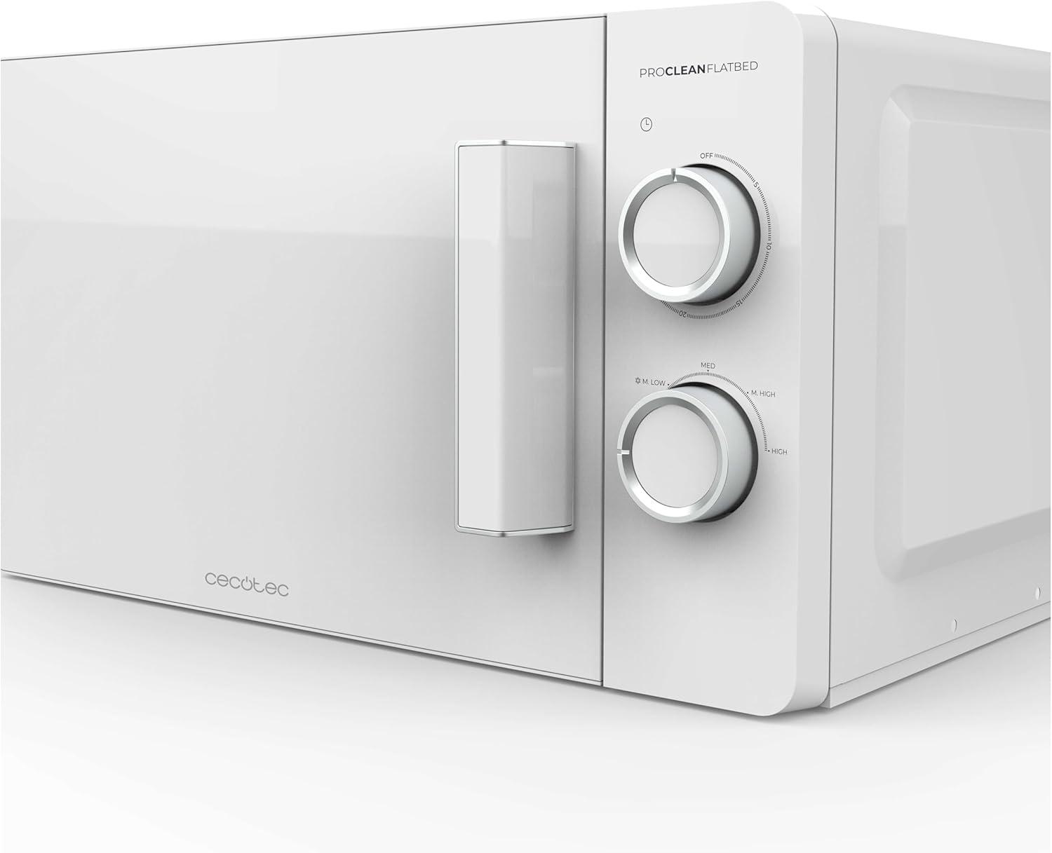 imageCecotec Microondes Proclean 5010 Flatbed Inox Capacit 20L 700W 5 niveaux gril halogne de 800W 8 programmes automatiques cran LED et technologie 3DWave pour une cuisson optimaleBlanc