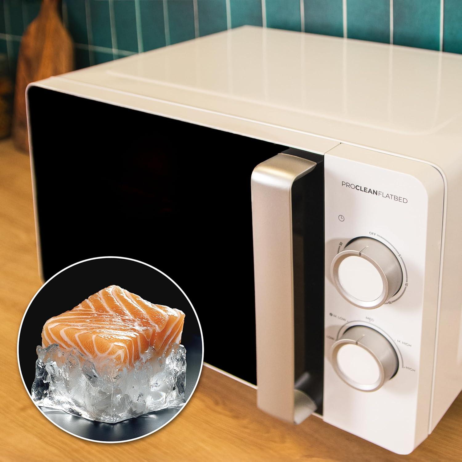 imageCecotec Microondes Proclean 5010 Flatbed Inox Capacit 20L 700W 5 niveaux gril halogne de 800W 8 programmes automatiques cran LED et technologie 3DWave pour une cuisson optimaleBlanc Porte Noire