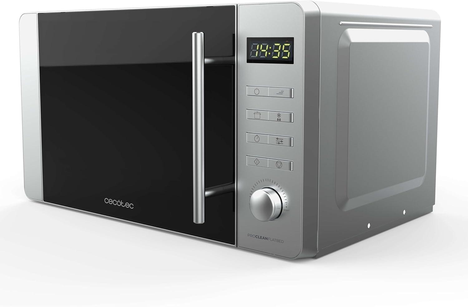 imageCecotec Microondes Proclean 5010 Flatbed Inox Capacit 20L 700W 5 niveaux gril halogne de 800W 8 programmes automatiques cran LED et technologie 3DWave pour une cuisson optimaleAcier