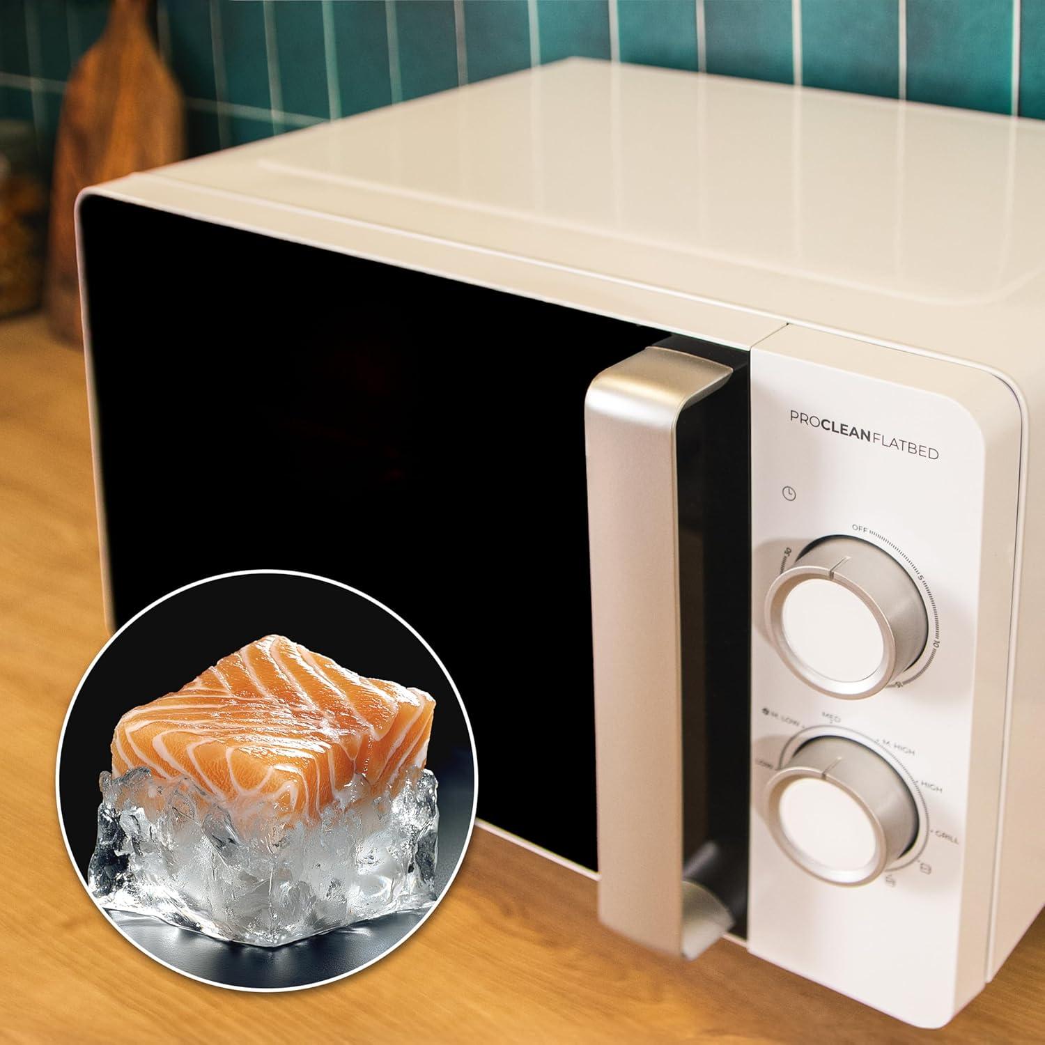 imageCecotec Microondes Proclean 5010 Flatbed Inox Capacit 20L 700W 5 niveaux gril halogne de 800W 8 programmes automatiques cran LED et technologie 3DWave pour une cuisson optimaleBlanc Porte Noire