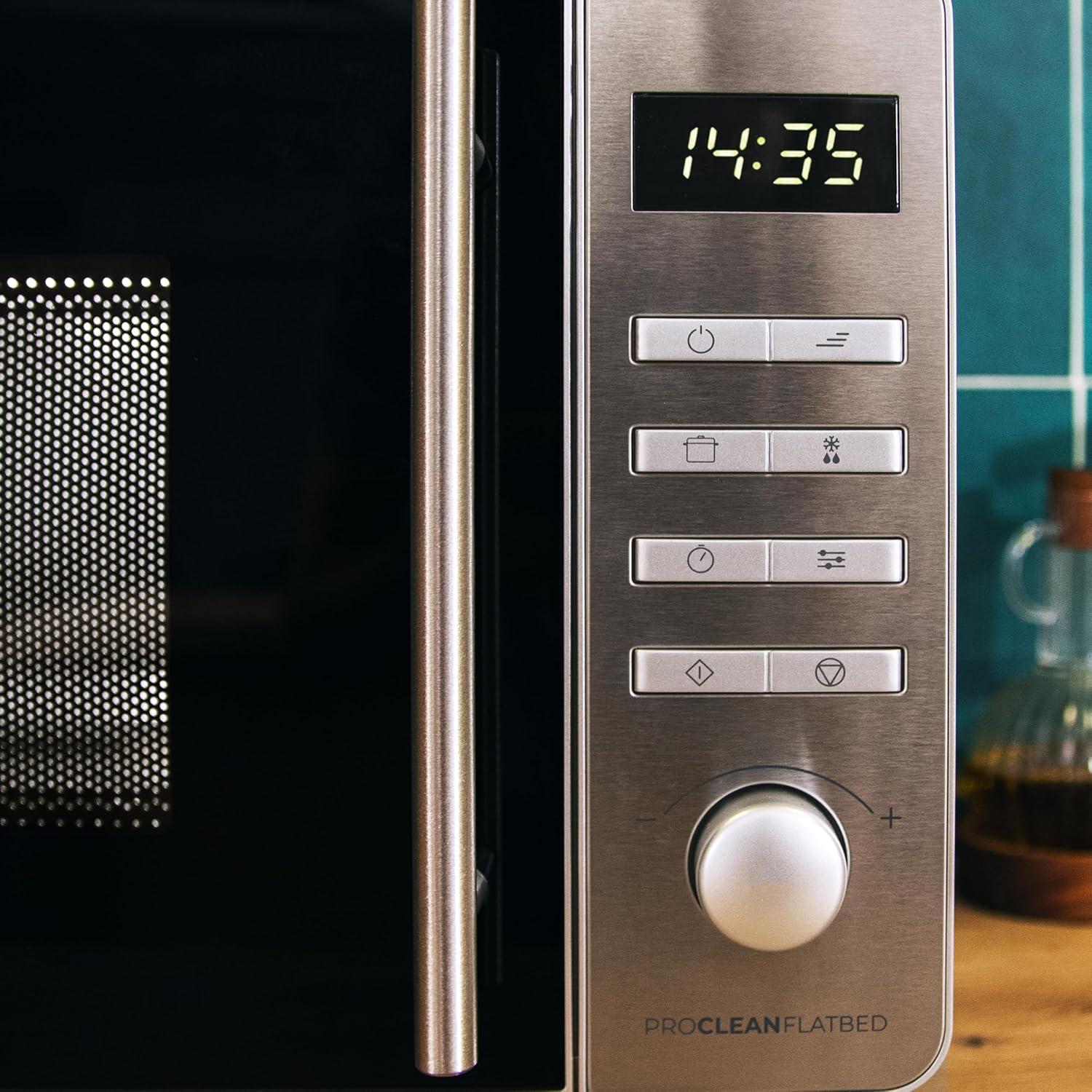 imageCecotec Microondes Proclean 5010 Flatbed Inox Capacit 20L 700W 5 niveaux gril halogne de 800W 8 programmes automatiques cran LED et technologie 3DWave pour une cuisson optimaleAcier