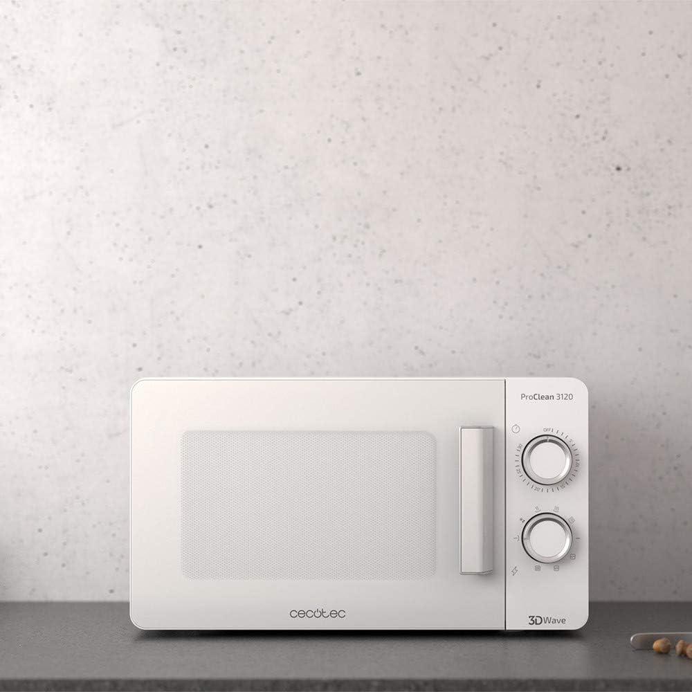 imageCecotec ProClean 3020 Microonde blanc avec revtement Ready2Clean technologie 3DWave input 1150W output 700W 20L 6 modes20L Grill Proclean