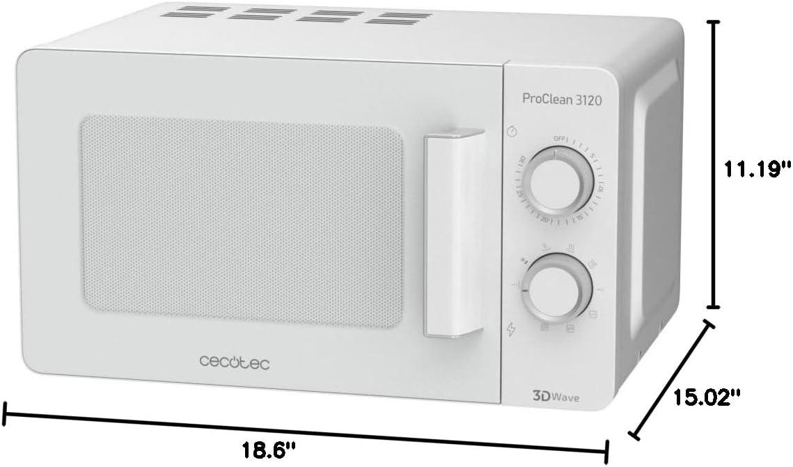 imageCecotec ProClean 3020 Microonde blanc avec revtement Ready2Clean technologie 3DWave input 1150W output 700W 20L 6 modes20L Grill Proclean
