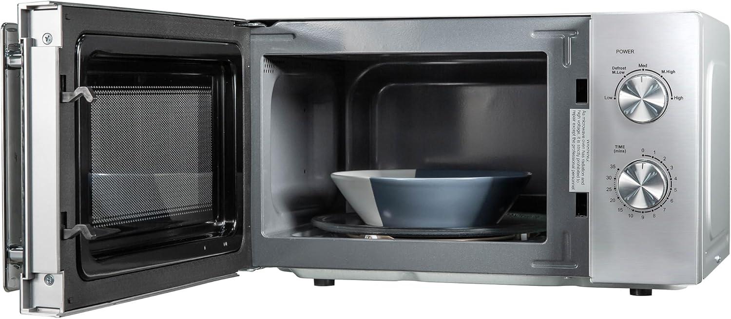 imageRussell Hobbs RHMM827SS Microondes en acier inoxydable 20 L 800 W Manuel seulement 5 niveaux de puissance Fonction dgivrage et nettoyage facile minuterie 35 minutesMicroondes manuel