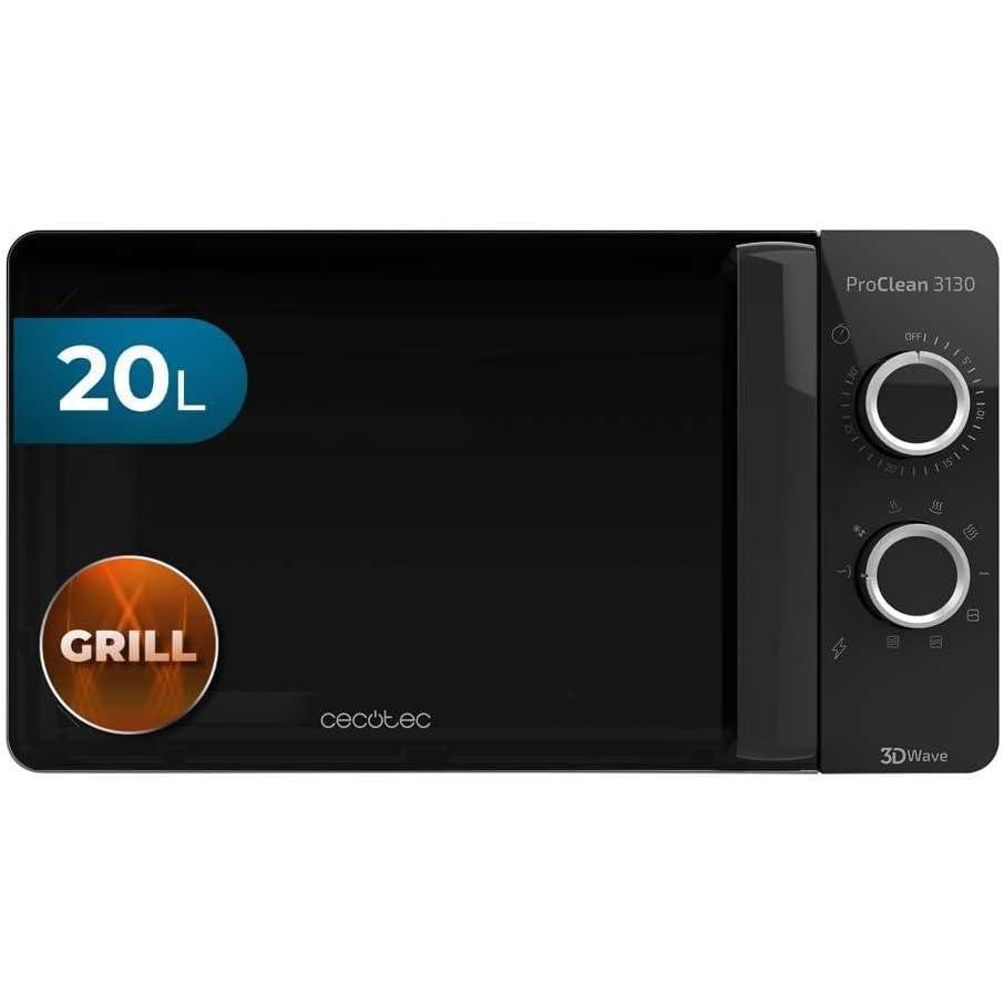 imageCecotec Microondes ProClean 3030 Capacit de 20 L Revtement Ready2Clean 700 W de Puissance 6 Niveaux de Fonctionnement Minuterie 30 minutes Mode Dcongeler Finition Noir20L Grill Proclean
