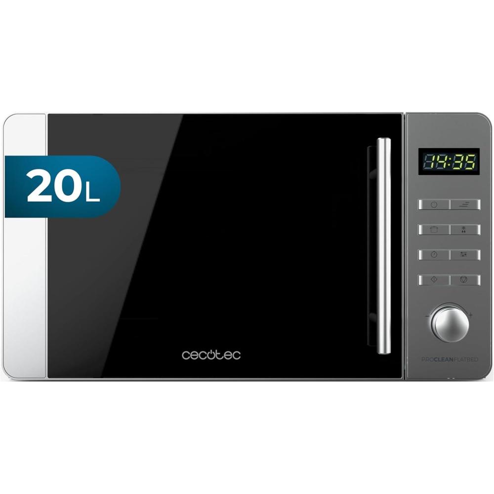 imageCecotec Microondes Proclean 5010 Flatbed Inox Capacit 20L 700W 5 niveaux gril halogne de 800W 8 programmes automatiques cran LED et technologie 3DWave pour une cuisson optimaleAcier