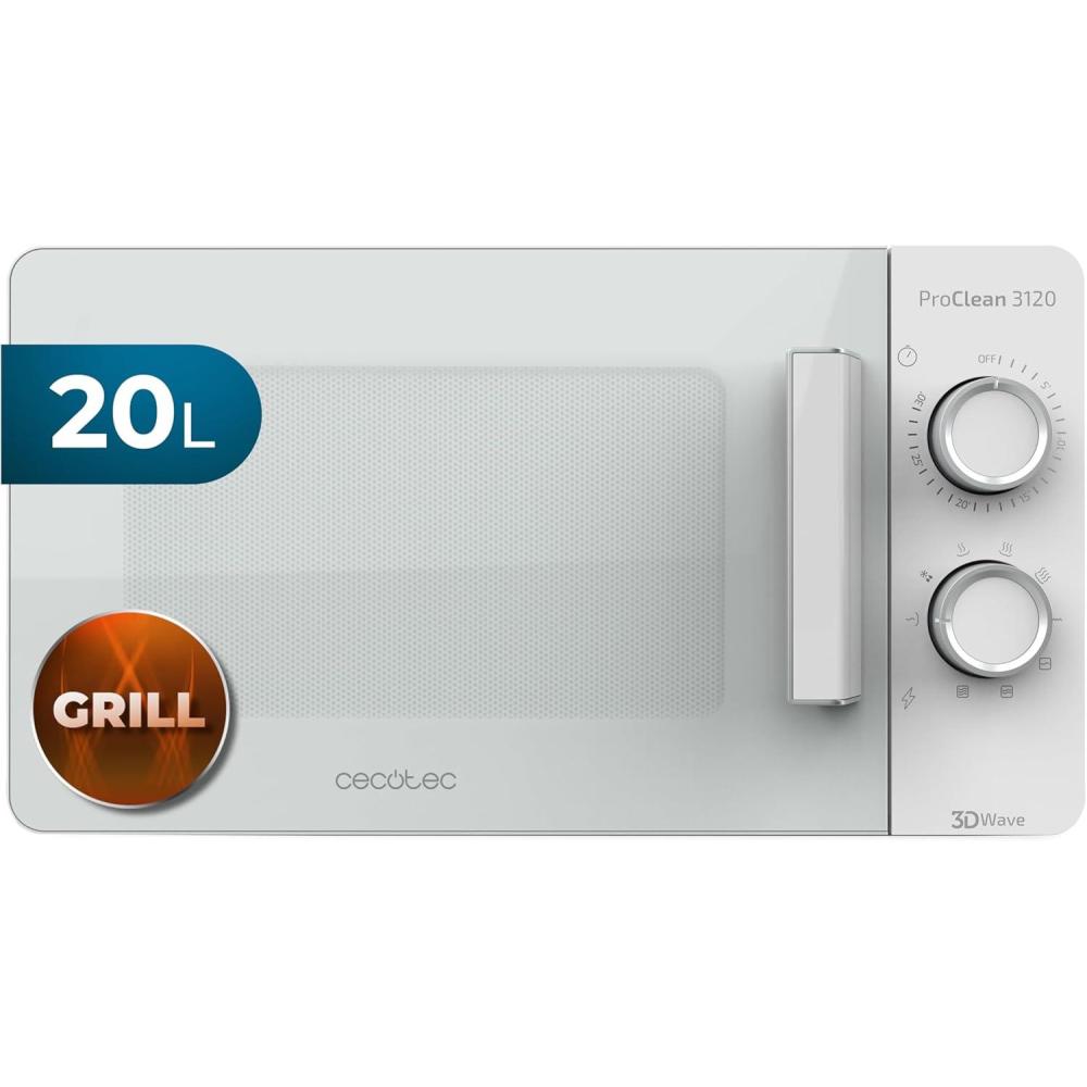 imageCecotec ProClean 3020 Microonde blanc avec revtement Ready2Clean technologie 3DWave input 1150W output 700W 20L 6 modes20L Grill Proclean