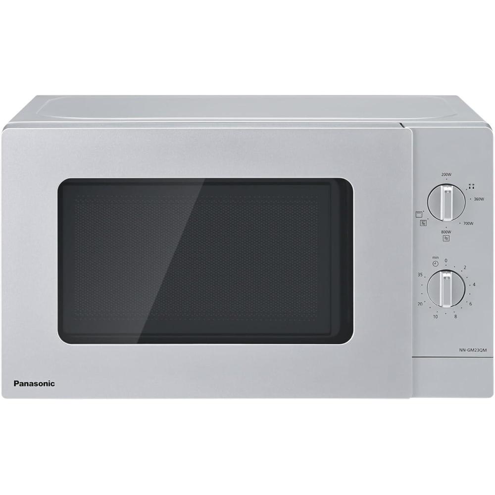 imagePanasonic NNGM23QMEPG Four MicroOndes Gril 20L avec Plateau en Verre et Grille Mtallique 800W Grill 1000W Dconglation Rglage par Cadran Quick 30 Minuterie Argent