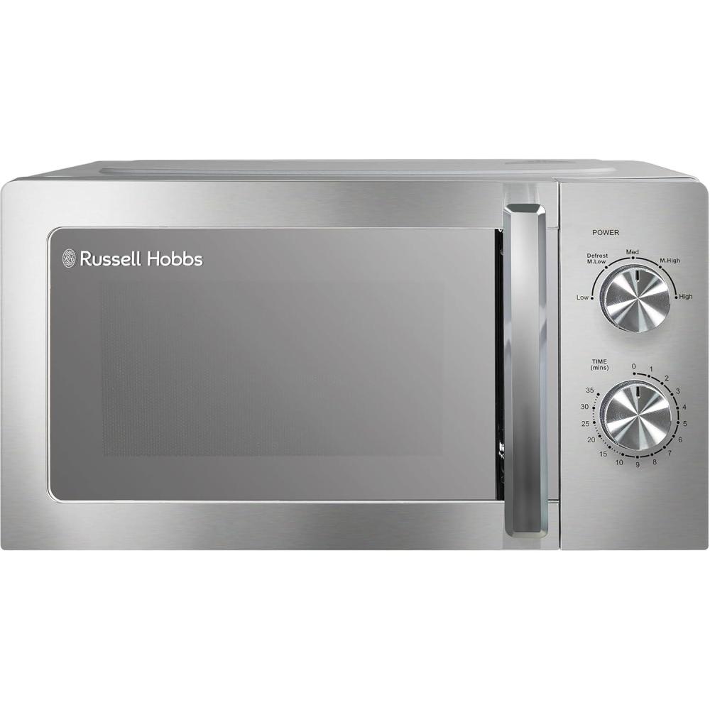 imageRussell Hobbs RHMM827SS Microondes en acier inoxydable 20 L 800 W Manuel seulement 5 niveaux de puissance Fonction dgivrage et nettoyage facile minuterie 35 minutesMicroondes manuel