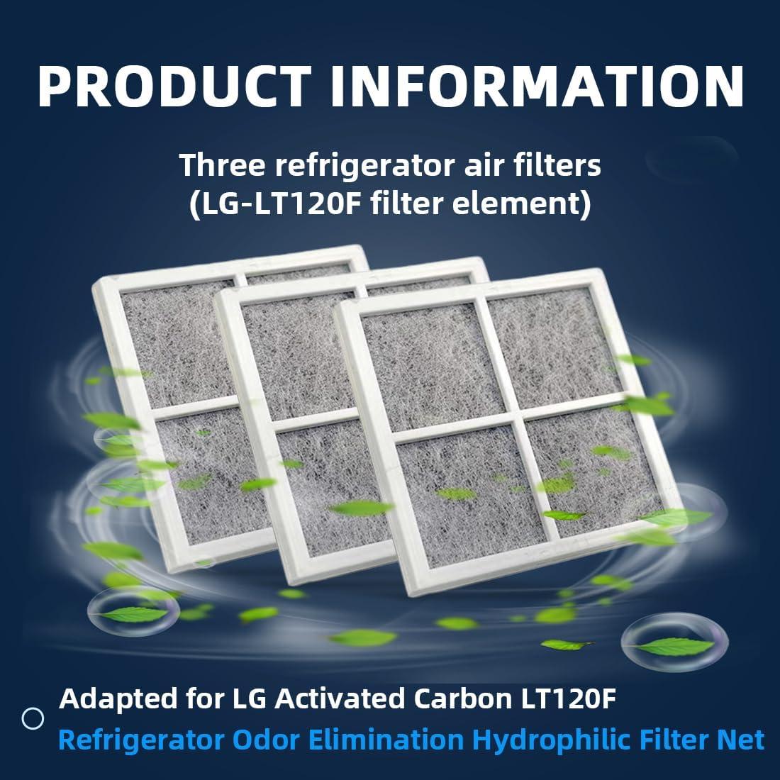 image3 Pcs Filtre air Frais de RechangeFiltre Pure n Fresh LGFiltrepour RfrigrateurRfrigrateurPurificateur dair LG LT120F LFX31925SW LFX31925SB