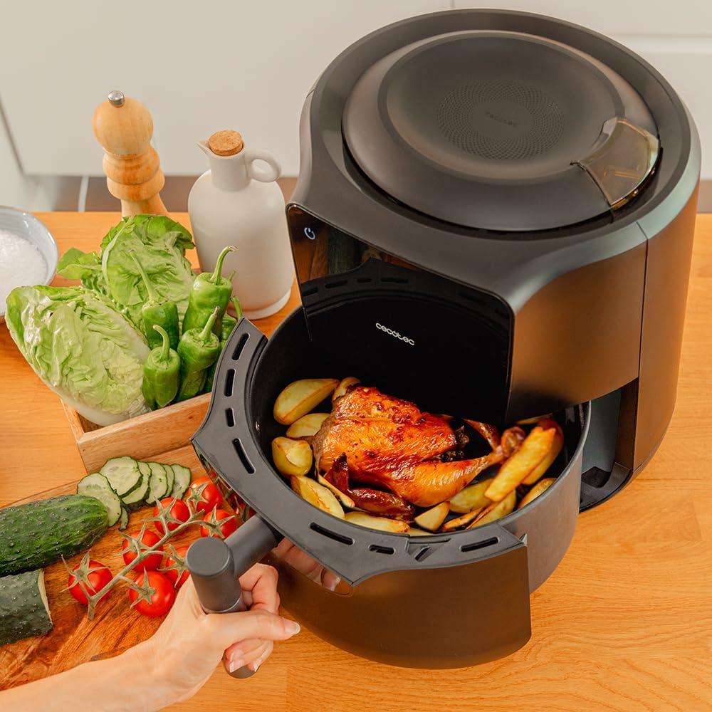 imageCecotec Friteuse Air sans Huile de 55L Cecofry Rain Air Fryer 1550W Pulvrisateur dHuile Intgr Pulvrisation Automatique et Manuelle Panneau de Commande Tactile Thermostat AutonettoyageNoir