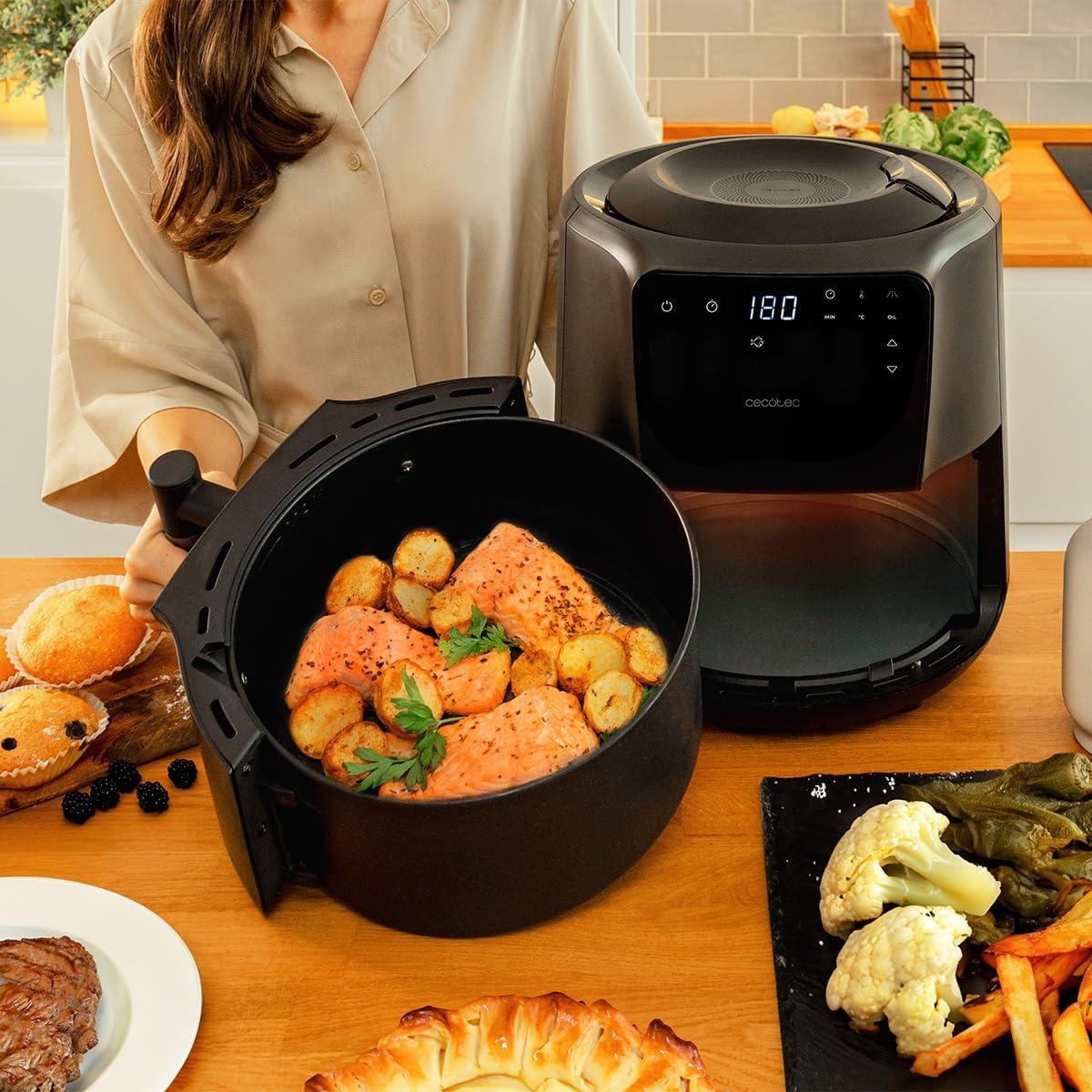 imageCecotec Friteuse Air sans Huile de 55L Cecofry Rain Air Fryer 1550W Pulvrisateur dHuile Intgr Pulvrisation Automatique et Manuelle Panneau de Commande Tactile Thermostat AutonettoyageNoir