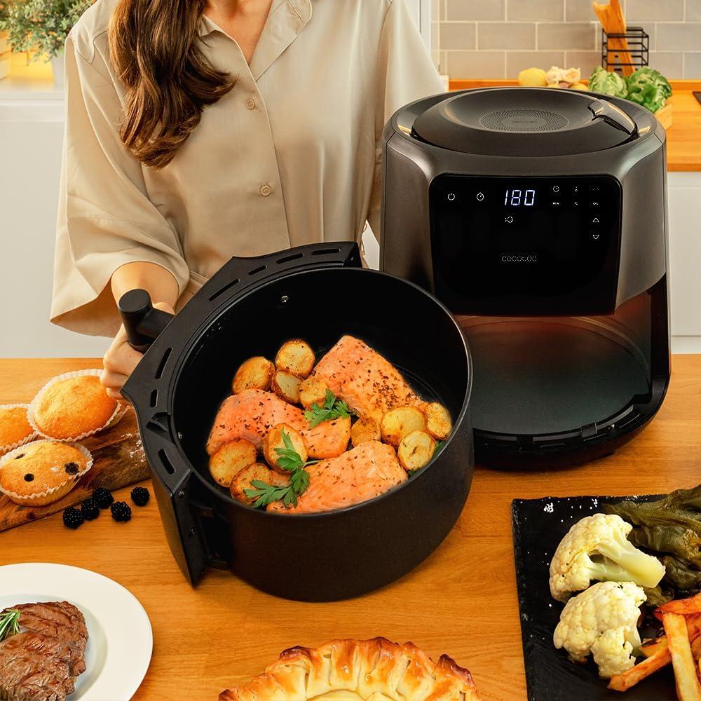 imageCecotec Friteuse Air sans Huile de 55L Cecofry Rain Air Fryer 1550W Pulvrisateur dHuile Intgr Pulvrisation Automatique et Manuelle Panneau de Commande Tactile Thermostat AutonettoyageNoir