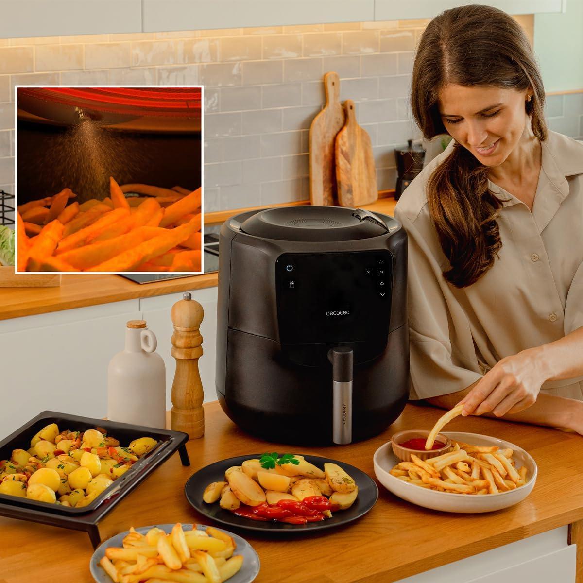 imageCecotec Friteuse Air sans Huile de 55L Cecofry Rain Air Fryer 1550W Pulvrisateur dHuile Intgr Pulvrisation Automatique et Manuelle Panneau de Commande Tactile Thermostat AutonettoyageNoir