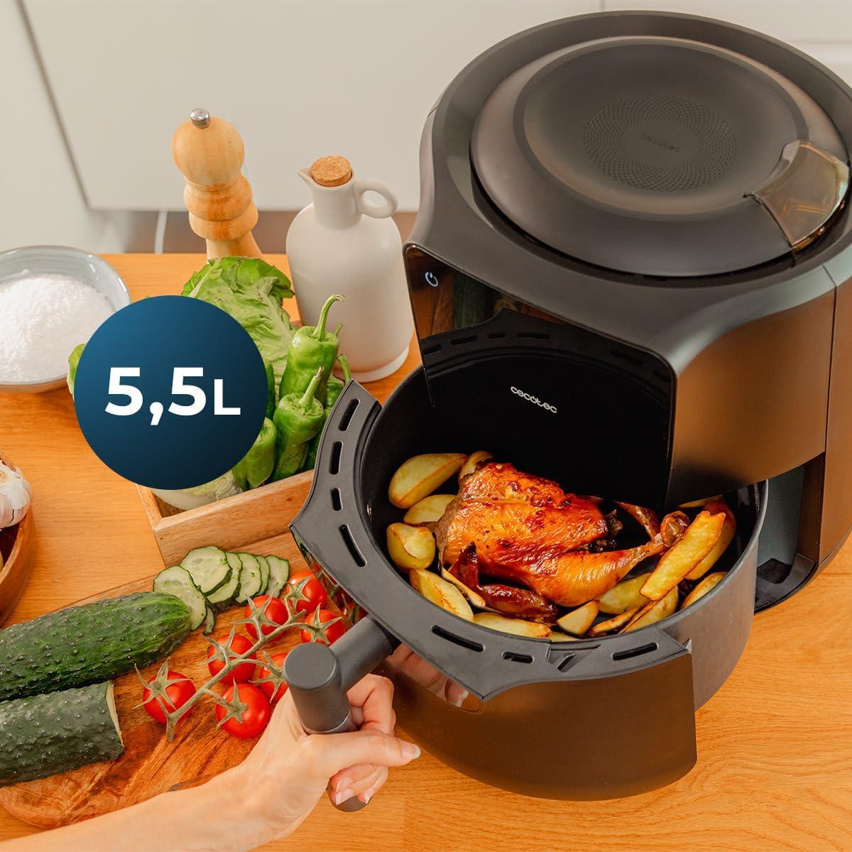imageCecotec Friteuse Air sans Huile de 55L Cecofry Rain Air Fryer 1550W Pulvrisateur dHuile Intgr Pulvrisation Automatique et Manuelle Panneau de Commande Tactile Thermostat AutonettoyageNoir