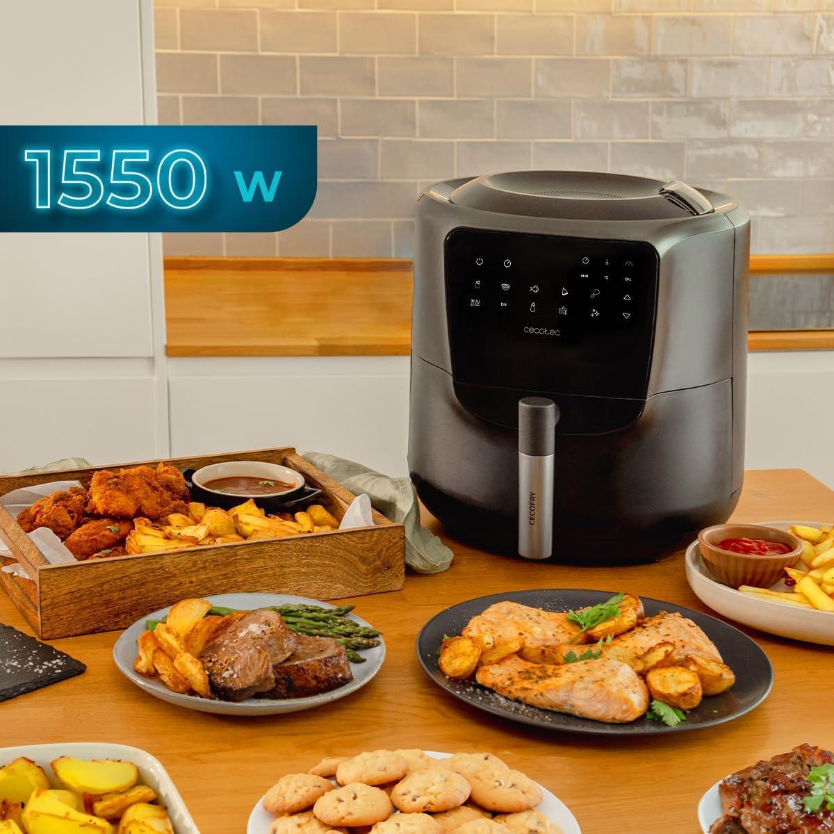 imageCecotec Friteuse Air sans Huile de 55L Cecofry Rain Air Fryer 1550W Pulvrisateur dHuile Intgr Pulvrisation Automatique et Manuelle Panneau de Commande Tactile Thermostat AutonettoyageNoir