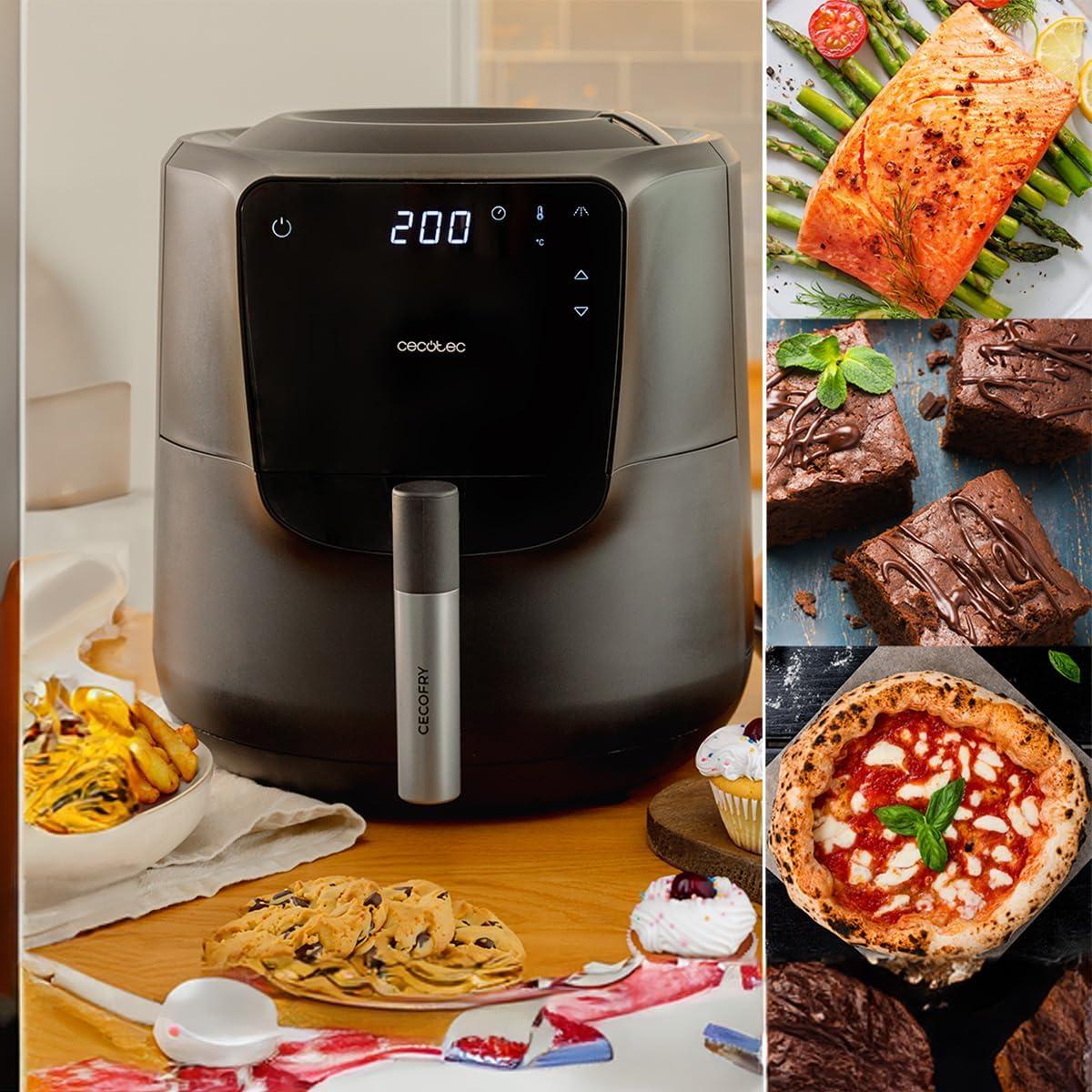 imageCecotec Friteuse Air sans Huile de 55L Cecofry Rain Air Fryer 1550W Pulvrisateur dHuile Intgr Pulvrisation Automatique et Manuelle Panneau de Commande Tactile Thermostat AutonettoyageNoir