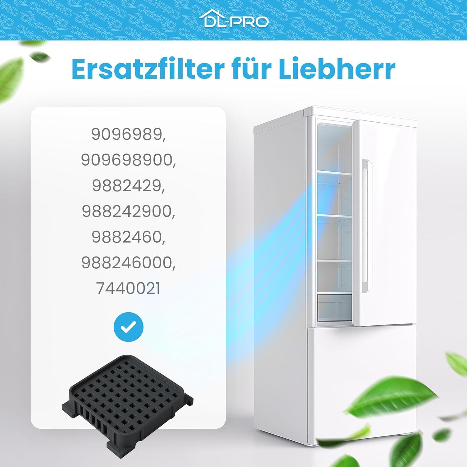 imageDLpro Filtre charbon actif 48 x 44 mm pour Liebherr 9096989 9882429 9882460 Fresh Air Filtre charbon de rechange pour rfrigrateur combin conglateur