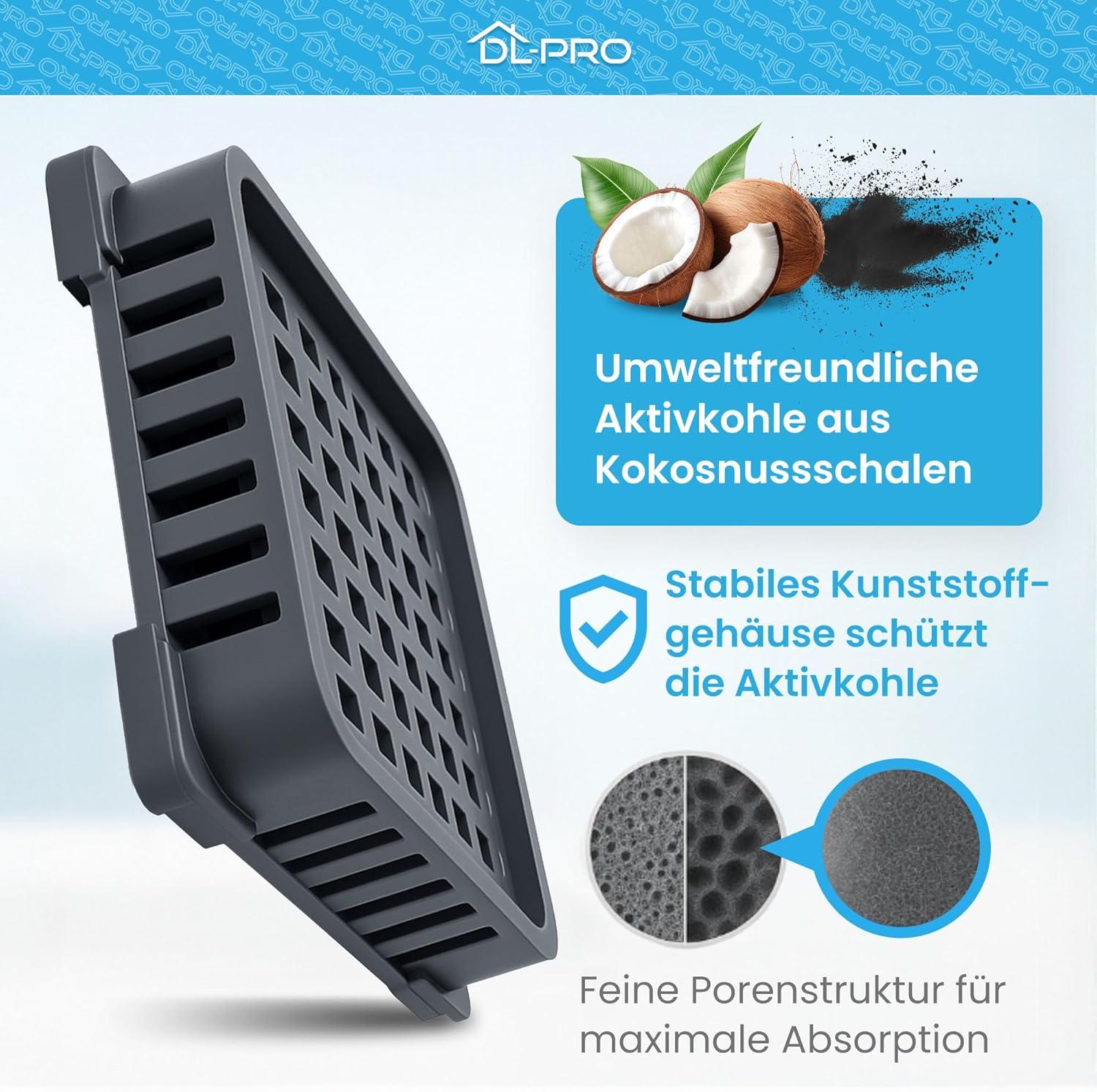 imageDLpro Filtre charbon actif 48 x 44 mm pour Liebherr 9096989 9882429 9882460 Fresh Air Filtre charbon de rechange pour rfrigrateur combin conglateur