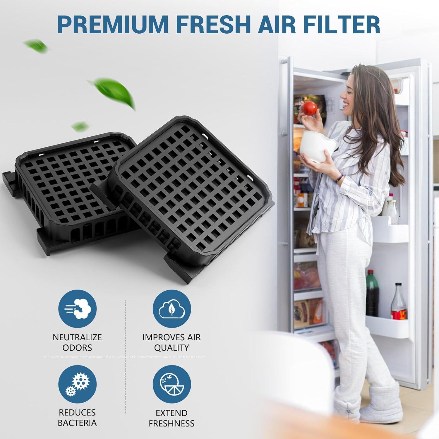 imageFresh Air Lot de 2 filtres charbon actif pour Liebherr rfrigrateur 9096989 988246000 988246001 9882429 9882460 remplace le charbon actif 744002100 carr