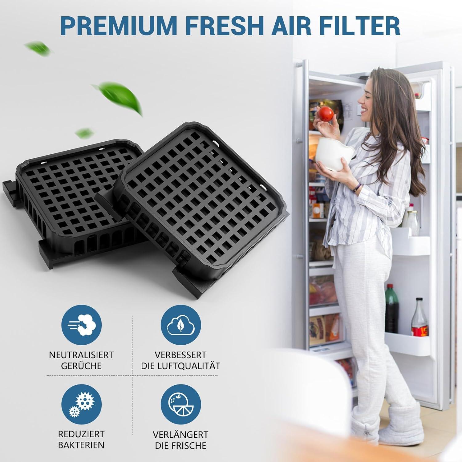 imageFresh Air Lot de 3 filtres charbon actif pour Liebherr rfrigrateur 9096989 988246000 988246001 9882429 9882460 remplace le charbon actif 744002100 carr