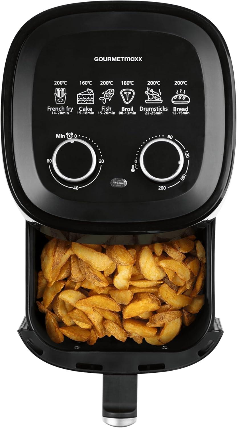 imageGOURMETmaxx Friteuse air chaud 31 l Airfryer avec minuterie de 60 minutes et 6 fonctions dconglation et chauffage inclus friture conome en nergie et sans odeur presque sans huile 1350 W