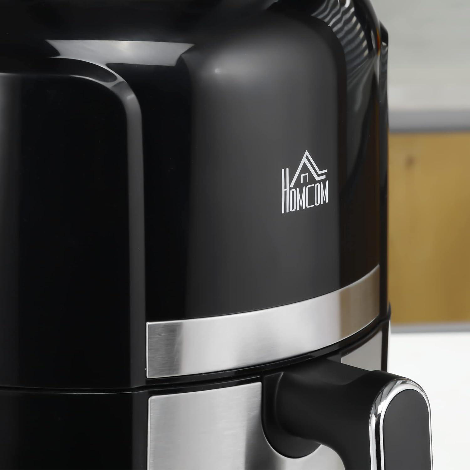 imageHOMCOM Air fryer 4 L friteuse sans huile 1300 W 12 programmes cran tactile temprature rglable arrt automatique et panier antiadhsif 85 de matires grasses en moins sans BPA et PFOA noir