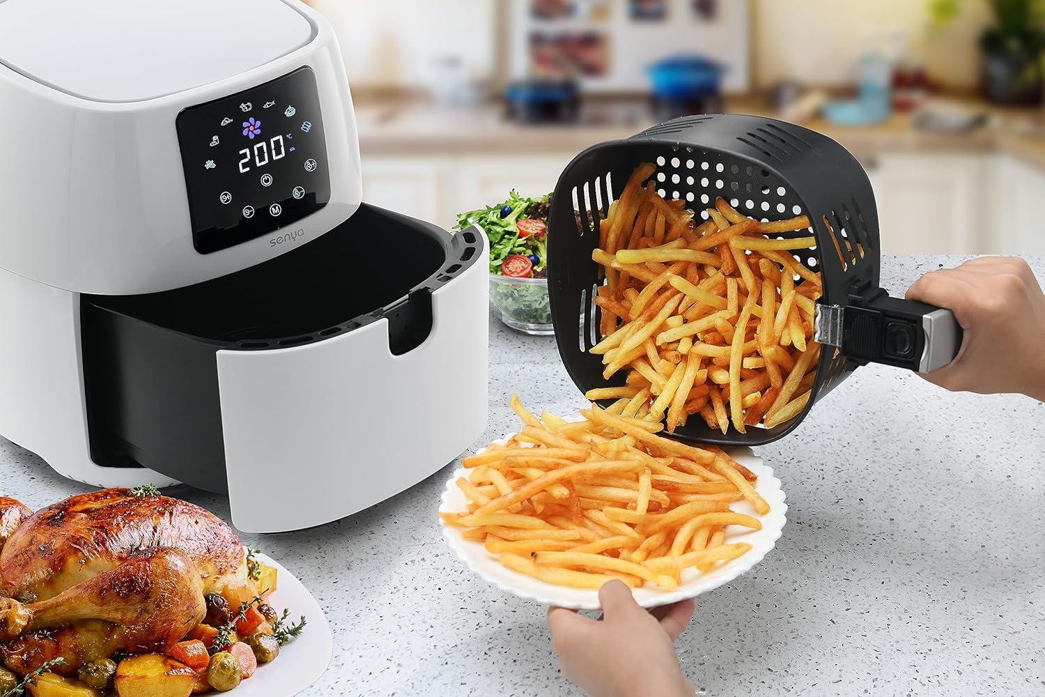 imageSENYA Friteuse sans huile air chaud multifonction 45L Air Fryer Couleur Blanche My Air Cook 7 programmes automatiques 1400W SYCKAF002WBlanc