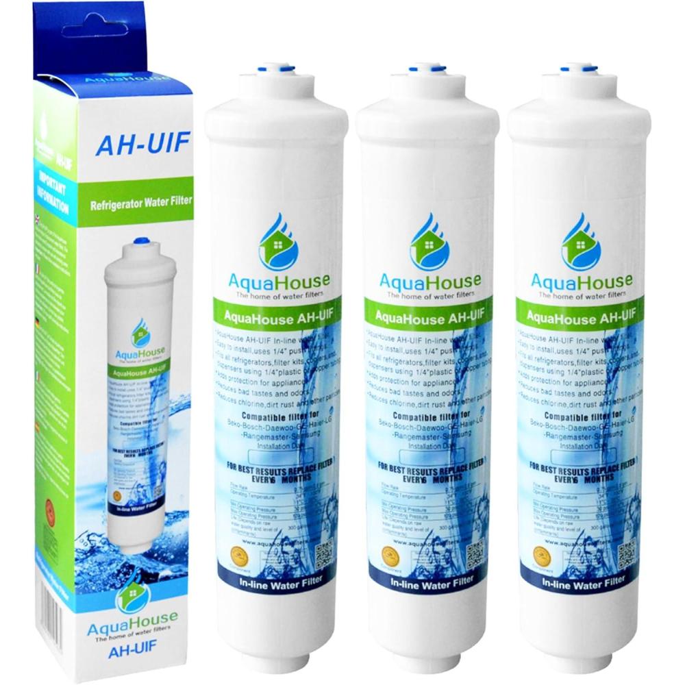imageAquaHouse Filtre  eau pour rfrigrateur compatible avec Samsung LG Haier en utilisant uniquement des filtres externes lot de 3