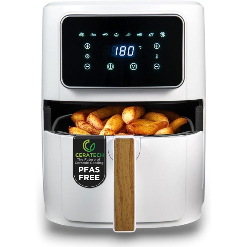 imageBERGNER NATURALLY  Friteuse  air chaud SANS PFAS 1800W 69L  8 programmes de cuisson  Friteuse  air avec revtement cramique  Rglage de la temprature 80200C  Minuterie jusqu 30 min