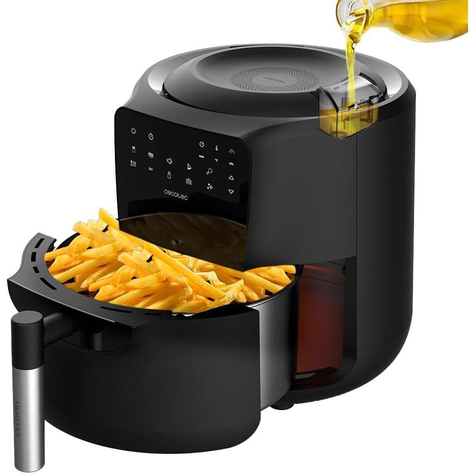 imageCecotec Friteuse  Air sans Huile de 55L Cecofry Rain Air Fryer 1550W Pulvrisateur dHuile Intgr Pulvrisation Automatique et Manuelle Panneau de Commande Tactile Thermostat AutonettoyageBlack